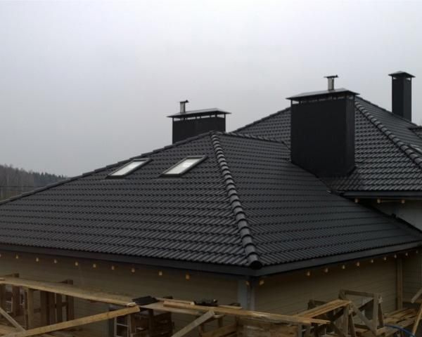 Цементно-песчаная черепица Забудова Черный