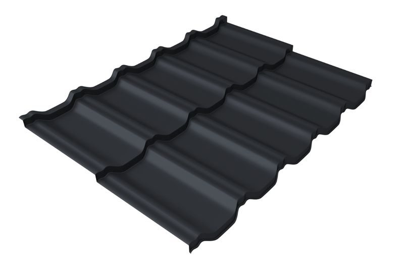 Металлочерепица Grand Line Kvinta Uno Atlas X RAL 7024 мокрый асфальт