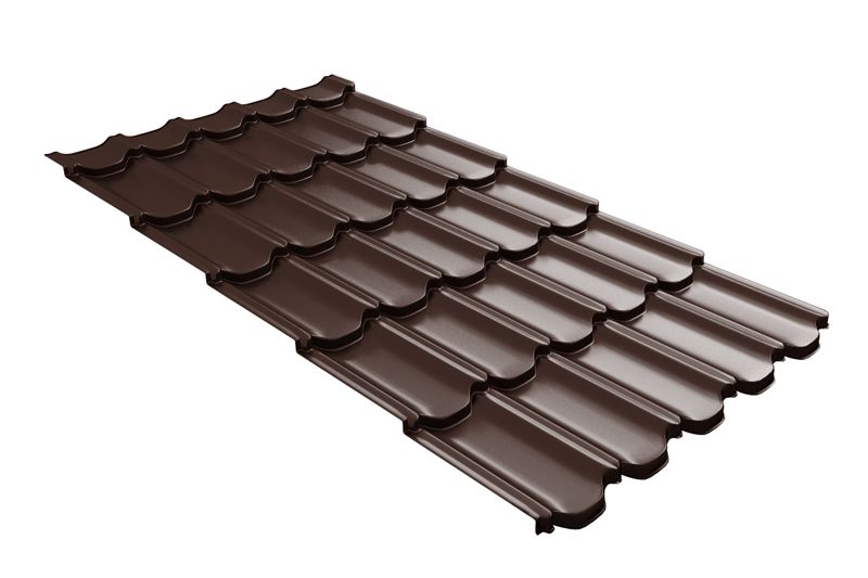 Металлочерепица Grand Line Kvinta Plus 3D Atlas X RAL 8017 шоколад