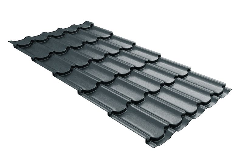 Металлочерепица Grand Line Kvinta Plus 3D Velur X RAL 7016 антрацитово-серый