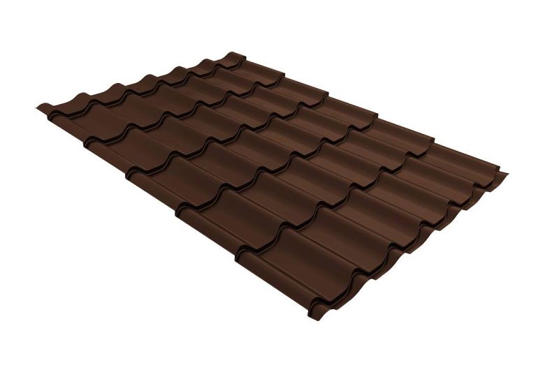 Металлочерепица Grand Line Classic Rooftop Бархат RR 32 темно-коричневый