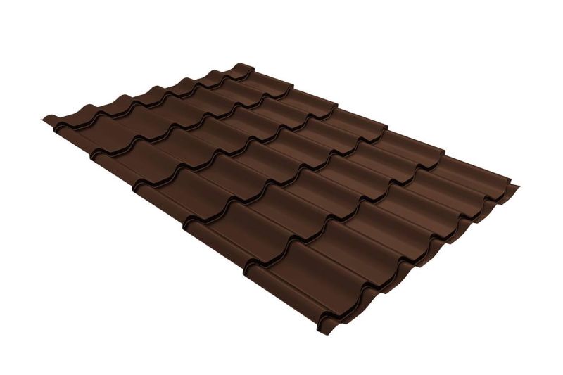 Металлочерепица Grand Line Kredo Atlas X RR 32 темно-коричневый