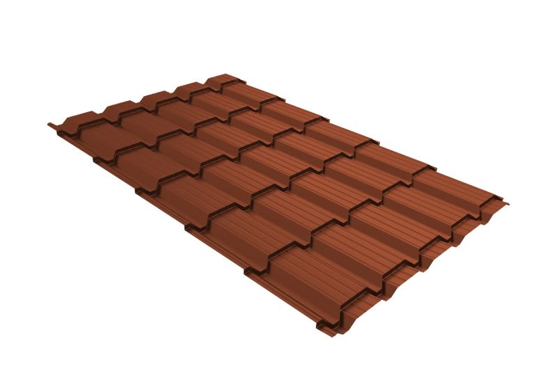 Металлочерепица Grand Line Quadro Profi Satin RAL 3009 оксидно-красный