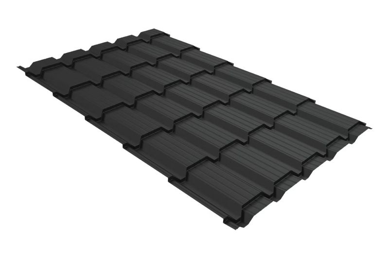 Металлочерепица Grand Line Quadro Profi Satin RAL 7024 мокрый асфальт