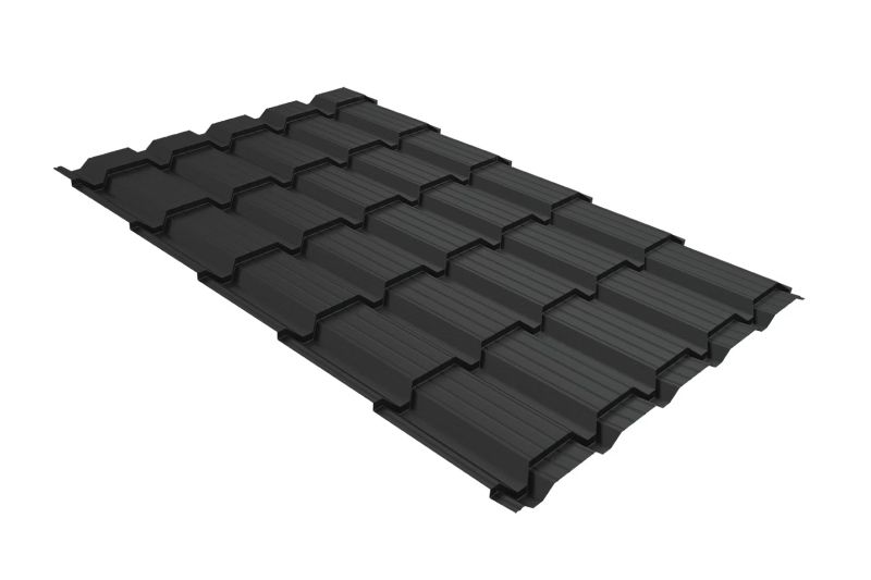 Металлочерепица Grand Line Quadro Profi Velur X RAL 7016 антрацитово-серый