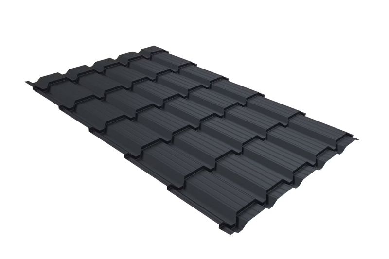 Металлочерепица Grand Line Quadro Profi Velur X RAL 7024 мокрый асфальт