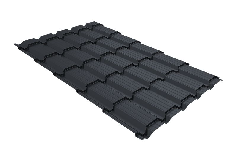 Металлочерепица Grand Line Quadro Profi Drap ТХ  RAL 7024 мокрый асфальт