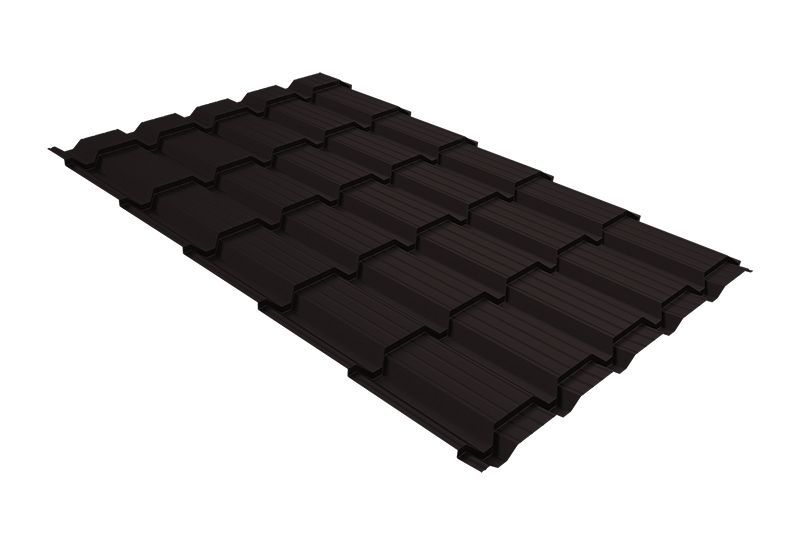 Металлочерепица Grand Line Quadro Profi Drap ТХ RR 32 темно-коричневый