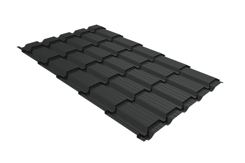 Металлочерепица Grand Line Quadro Profi PurPro Matt 275 RAL 7016  антрацитово-серый