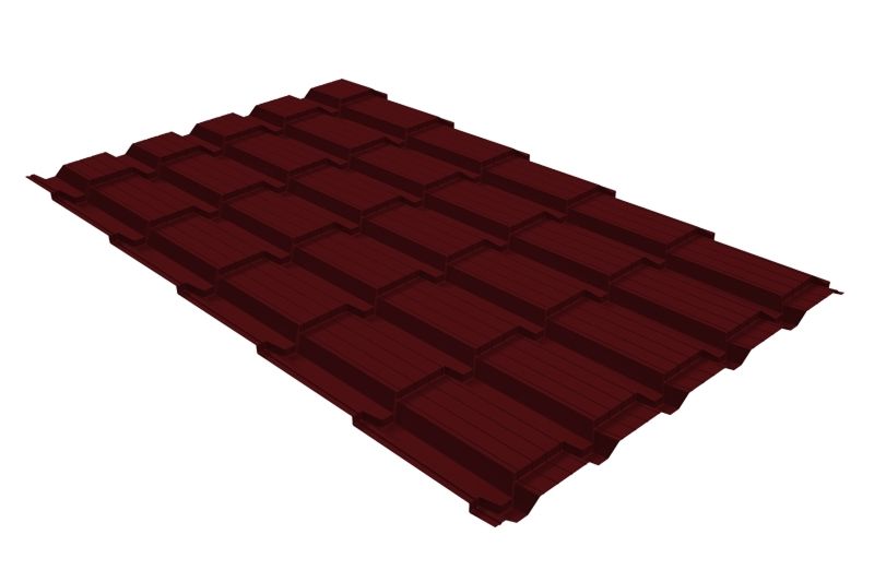 Металлочерепица Grand Line Quadro Profi Satin Matt TX RAL 3005 красное вино