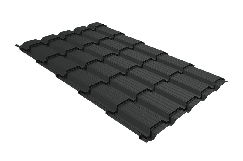 Металлочерепица Grand Line Quadro Profi Satin Matt TX RAL 7016 антрацитово-серый