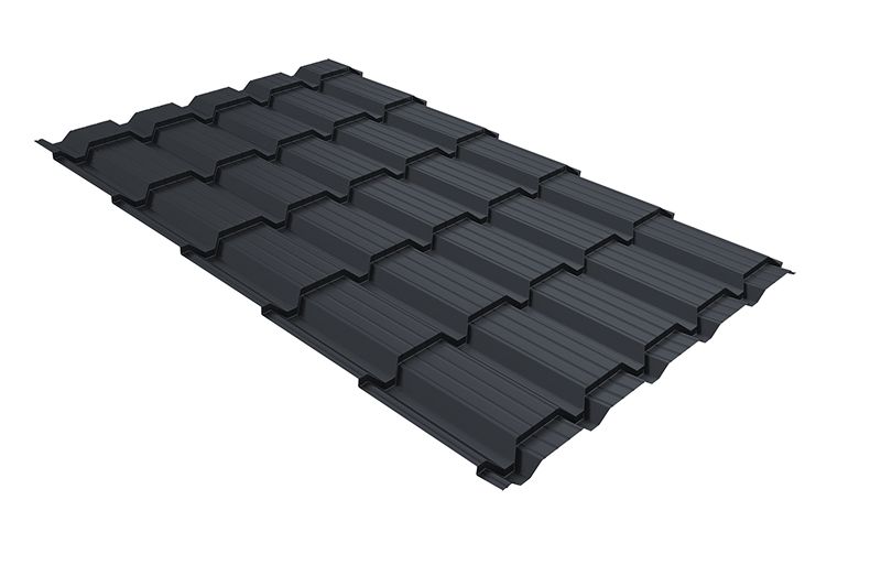 Металлочерепица Grand Line Quadro Profi Satin Matt TX RAL 7024  мокрый асфальт