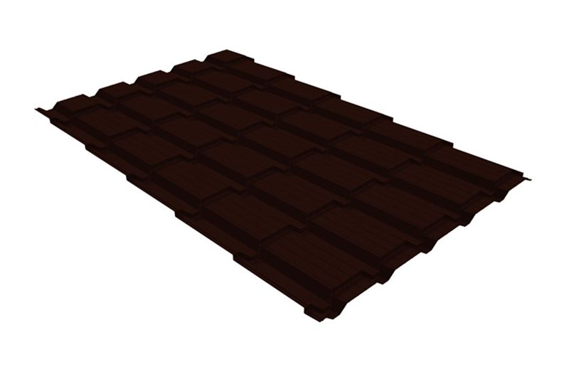 Металлочерепица Grand Line Quadro Profi Satin Matt TX RR 32 темно-коричневый