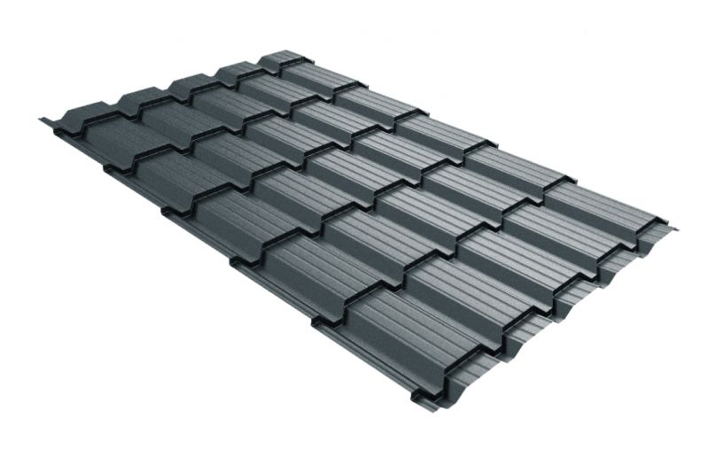 Металлочерепица Grand Line Quadro Profi Rooftop Бархат RAL 7024 мокрый асфальт