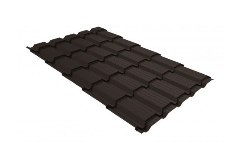 Металлочерепица Grand Line Quadro Profi Rooftop Бархат RR 32 темно-коричневый