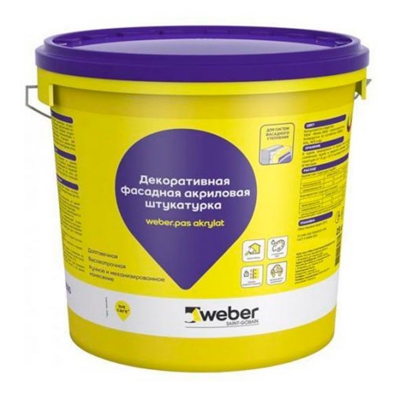 Акриловая штукатурка weber.pas akrylat "шуба" 2 мм, транспорентная база, 25 кг