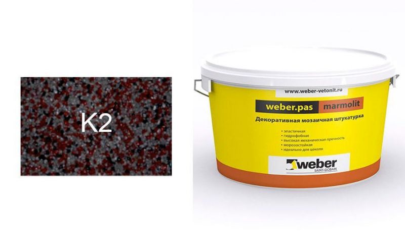 Декоративная мозаичная штукатурка weber.pas marmolit k2, 25 кг