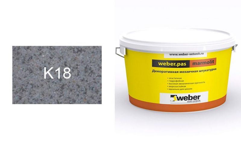Декоративная мозаичная штукатурка weber.pas marmolit k18, 25 кг