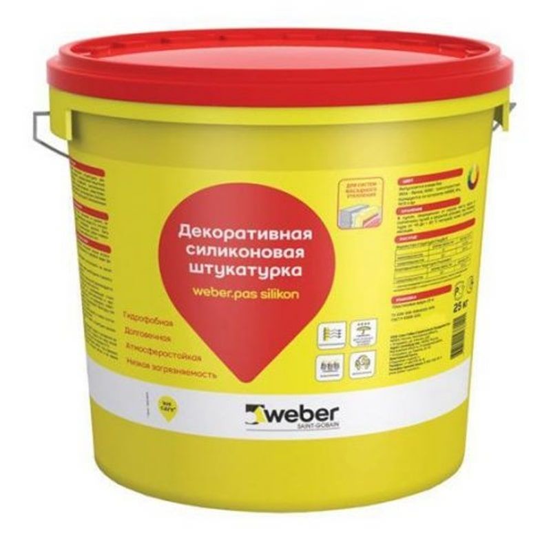 Силиконовая штукатурка weber.pas silikon "короед" 2 мм, белая база, 25 кг