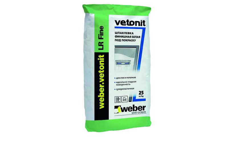 Шпаклевка суперфинишная белая полимерная weber.vetonit LR Fine, 25 кг