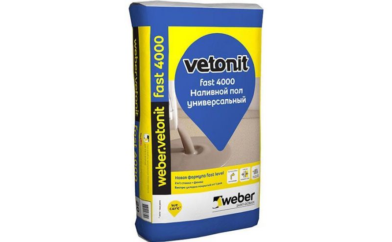 Универсальный наливной пол weber.vetonit fast 4000, серый, 20 кг