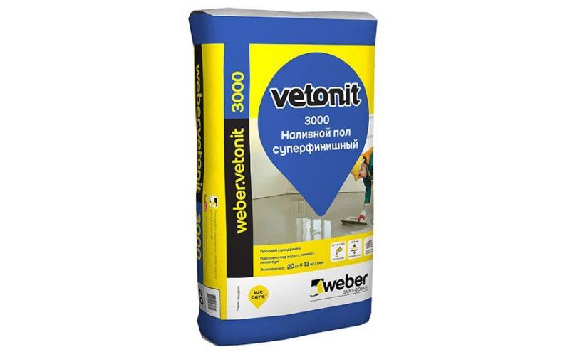 Финишный наливной пол weber.vetonit 3000, 20 кг
