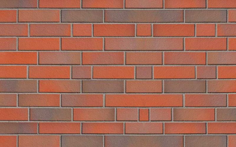 Клинкерная облицовочная плитка ABC NF10 Ziegelriemchen Altona rot-bunt гладкая, 240*71*10 мм