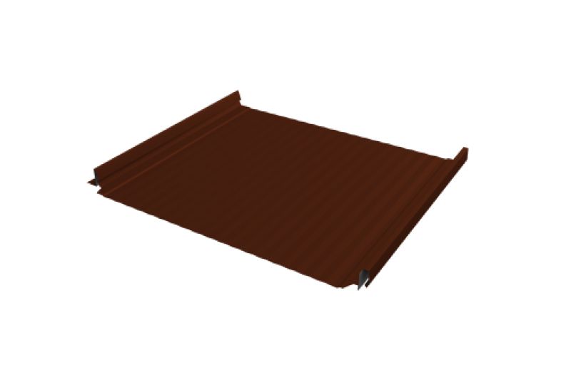 Кликфальц Pro Gofr Grand Line 0,5 Satin с пленкой на замках RAL 3009 оксидно-красный