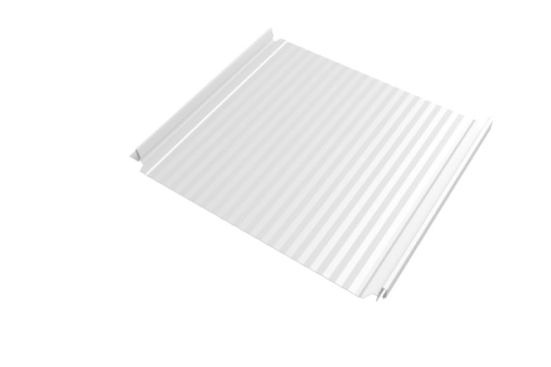 Кликфальц Double Pro Gofr Grand Line 0,5 Satin с пленкой на замках RAL 9003 сигнальный белый