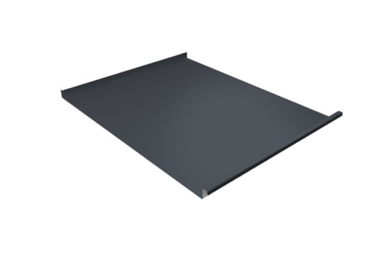 Фальц двойной стоячий Grand Line 0,5 Satin Matt TX с пленкой на замках RAL 7024 мокрый асфальт