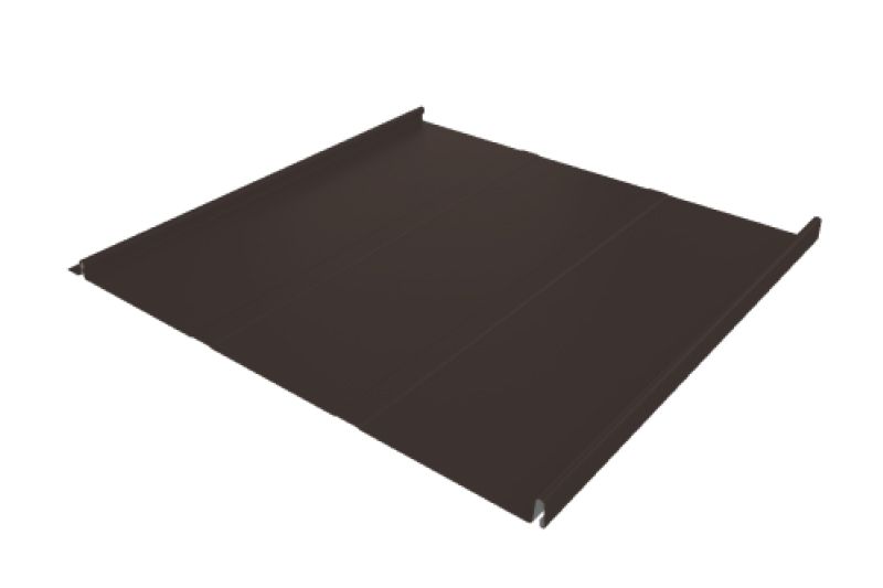 Фальц двойной стоячий  Line Grand Line 0,5 GreenCoat Pural BT с пленкой на замках RR 32 темно-коричневый (RAL 8019 серо-коричневый)