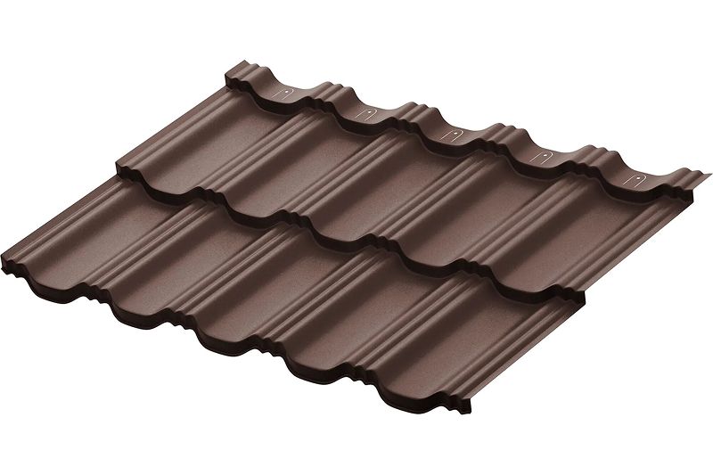 Модульная металлическая черепица Аквасистем Гётеборг PU Matt (Zn180) 0,5мм Rooftop Бархат (лист 1205х765 мм) RAL 8017