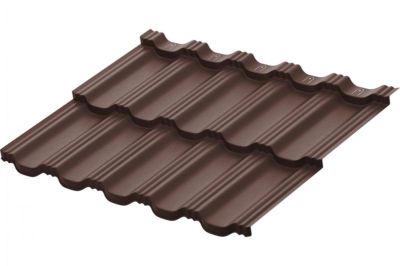 Модульная металлическая черепица Аквасистем Гётеборг XLL PE (Zn140) 0,5мм (лист 1205х765 мм) RAL 8017
