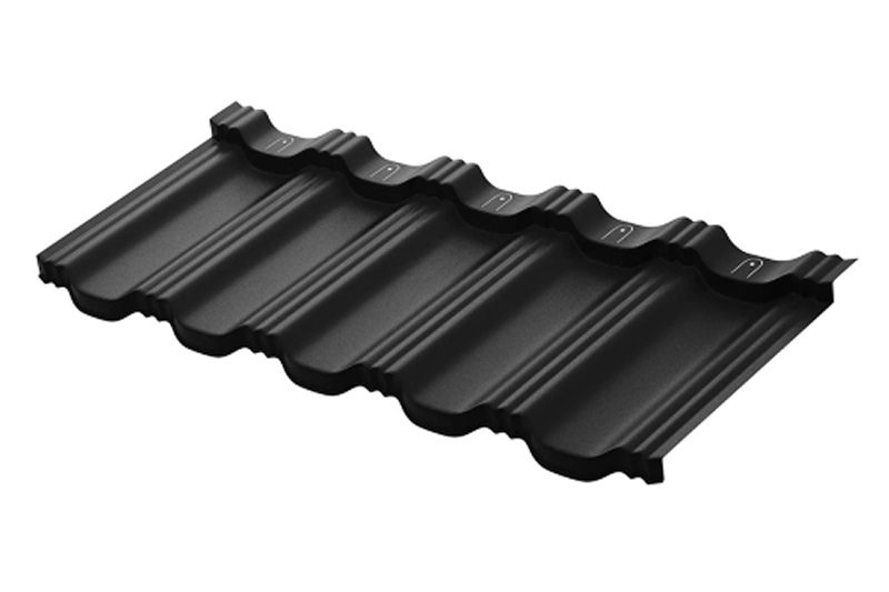 Модульная металлическая черепица Аквасистем Гётеборг PU Matt (Zn180) 0,5мм Rooftop Бархат (лист 1205х415 мм) RAL9005