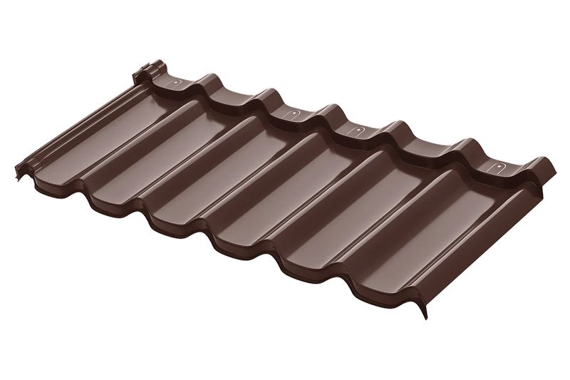 Модульная металлическая черепица Аквасистем Стокгольм XLL PE (Zn140) 0,5мм (лист  1185х475 мм) RAL8017