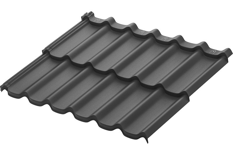 Модульная металлическая черепица Аквасистем Стокгольм PU Matt (Zn180) 0,5мм Rooftop Бархат (лист 1185х775мм) RAL 7016