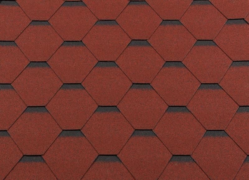 Гибкая черепица Shingle Roofshield Premium Стандарт Красный с оттенением