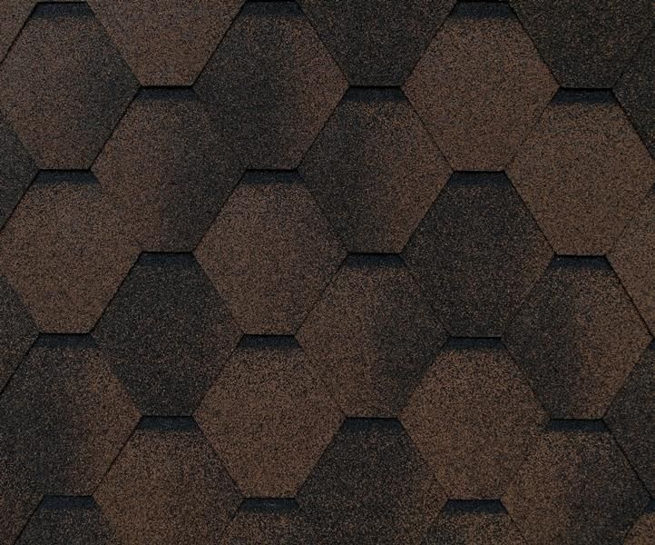 Гибкая черепица Shingle Roofshield Family EcoLITE Стандарт Коричневый с оттенением