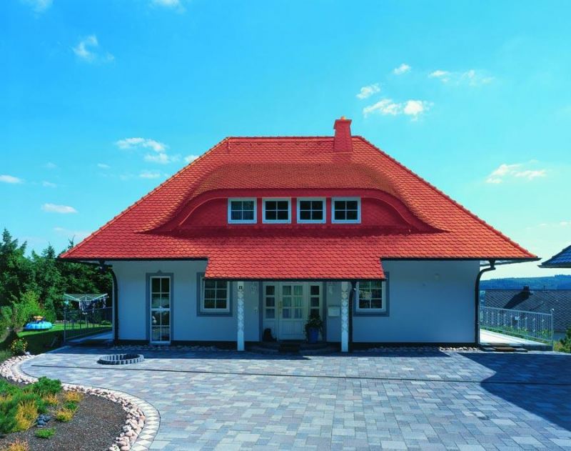 Керамическая рядовая черепица BRAAS (Браас) Опал Натуральный красный