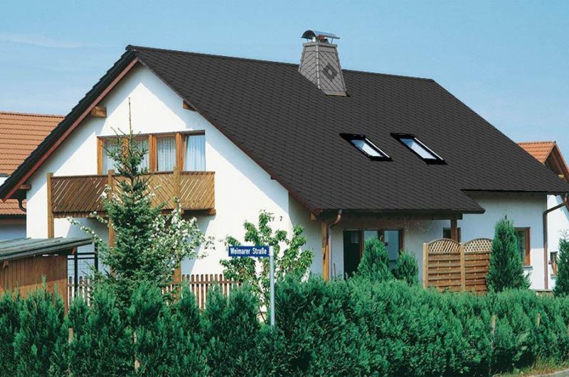 Керамическая рядовая черепица BRAAS (Браас) Изумруд Антрацит