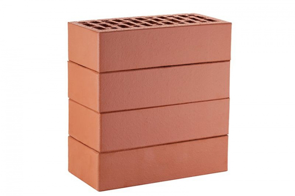 Кирпич облицовочный ЛСР красный гладкий, утолщенные стенки, F-100, 250*120*65 мм