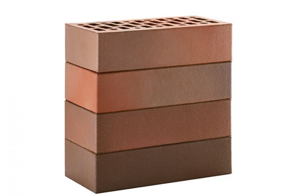 Кирпич облицовочный ЛСР красный флэшинг гладкий, утолщенные стенки, М175, 250*120*65 мм