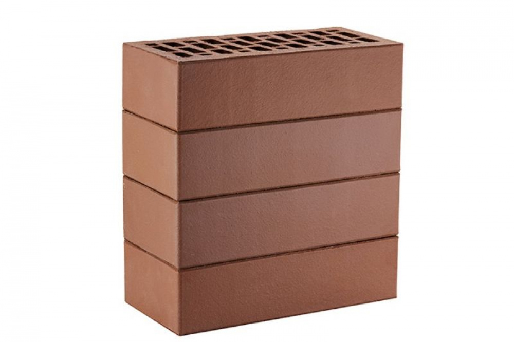 Кирпич облицовочный ЛСР коричневый гладкий, утолщенные стенки, М175, 250*120*65 мм