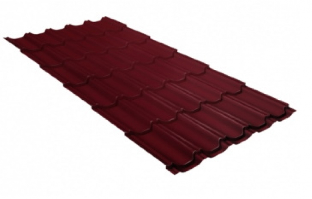 Металлочерепица Grand Line Kvinta Uno Satin Matt RAL 3005 красное вино