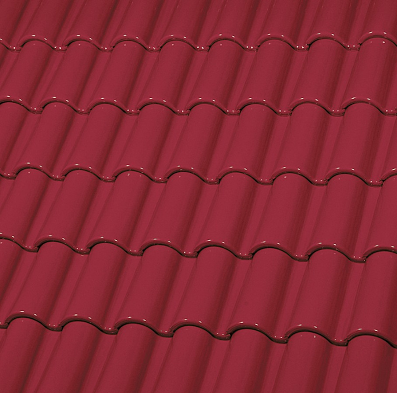 Керамическая черепица большая двухволновая ГЛАЗУРЬ С ДВУХ СТОРОН CARMINE