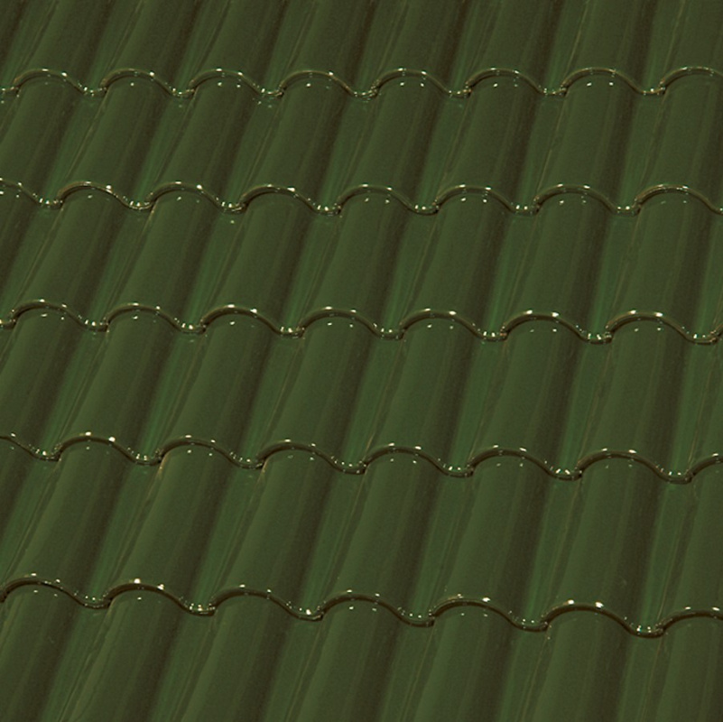 Керамическая черепица маленькая двухволновая ГЛАЗУРЬ С ДВУХ СТОРОН BOTTLE GREEN