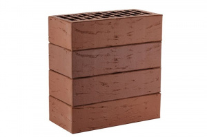 Кирпич облицовочный ЛСР коричневый рустик, утолщенные стенки, М175, 250*120*65 мм
