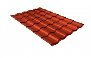 Металлочерепица Grand Line Kredo Satin Matt TX RAL 8004 терракота