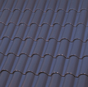 Керамическая черепица маленькая двухволновая ГЛАЗУРЬ С ДВУХ СТОРОН BLUE