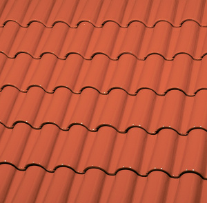 Керамическая черепица маленькая двухволновая ГЛАЗУРЬ С ДВУХ СТОРОН TRANSPARENT RED